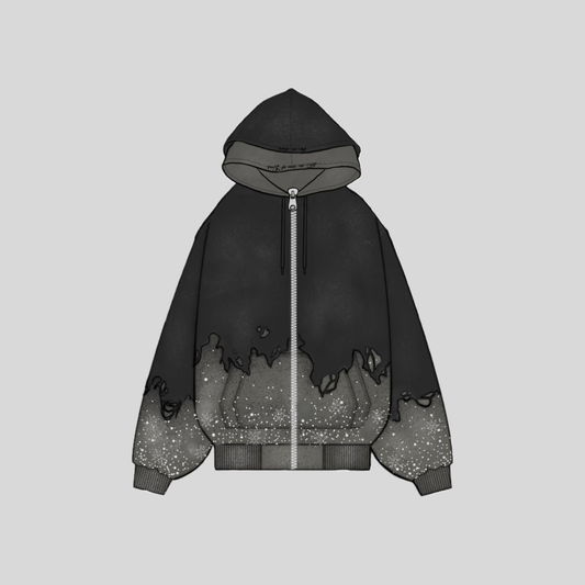 Celestial Double Layer Zip-up Hoodie "ASH"