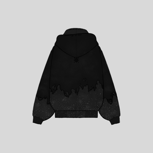 Celestial Double Layer Zip-up Hoodie "OBSIDIAN"