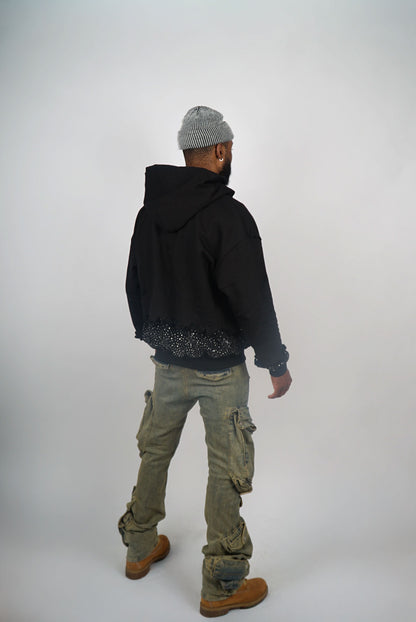 Celestial Double Layer Zip-up Hoodie "OBSIDIAN"