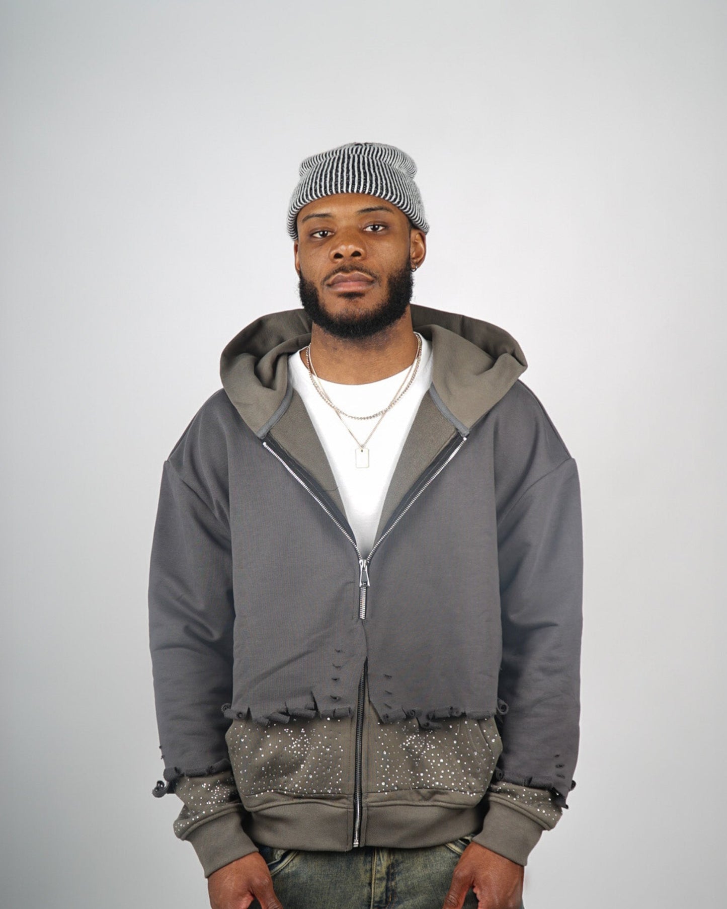 Celestial Double Layer Zip-up Hoodie "ASH"