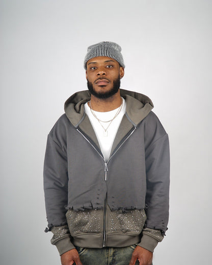 Celestial Double Layer Zip-up Hoodie "ASH"