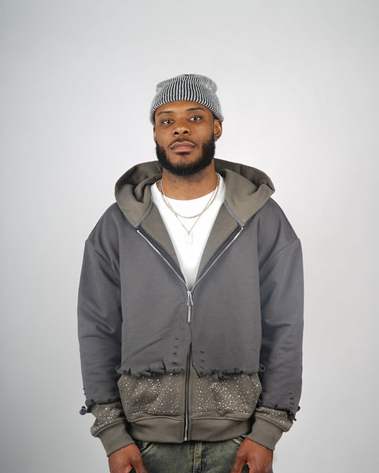 Celestial Double Layer Zip-up Hoodie "ASH"