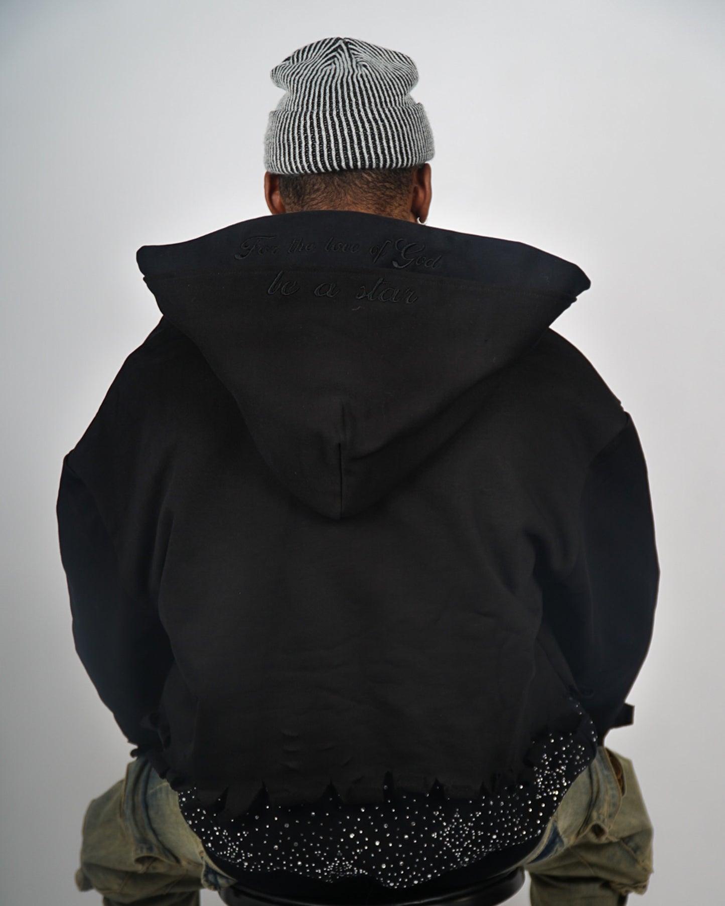 Celestial Double Layer Zip-up Hoodie "OBSIDIAN"