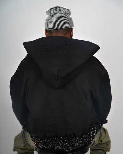 Celestial Double Layer Zip-up Hoodie "OBSIDIAN"