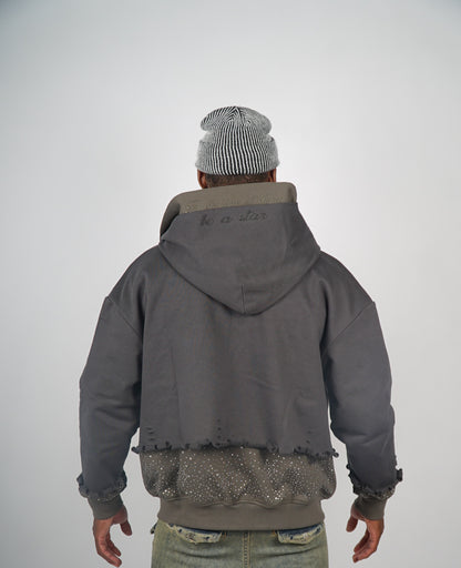 Celestial Double Layer Zip-up Hoodie "ASH"